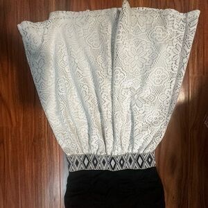White Lace Skirt with Black Waistband